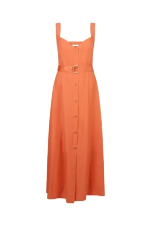 Rochie din amestec de in cu o curea
