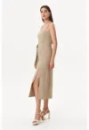 Rochie din amestec de in cu slit lateral