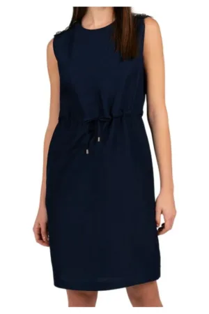 Rochie din amestec de in cu snur in talie -