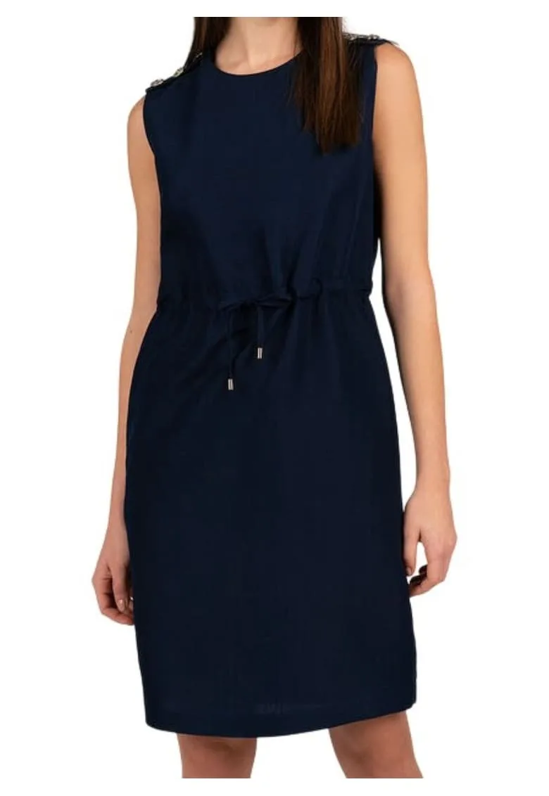 Rochie din amestec de in cu snur in talie -