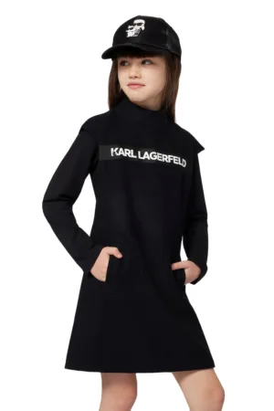 Rochie din amestec de lana cu imprimeu logo