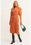 Rochie din amestec de lyocell cu maneci bufante