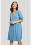 Rochie din amestec de lyocell cu mansete rasucite