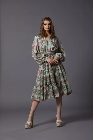 Rochie din amestec de matase cu imprimeu Simina