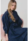 Rochie din amestec de matase cu maneci bufante