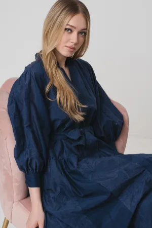 Rochie din amestec de matase cu maneci bufante