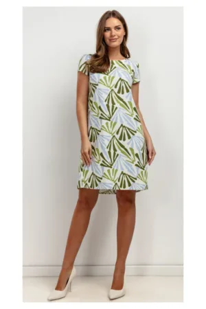 Rochie din amestec din in cu imprimeu
