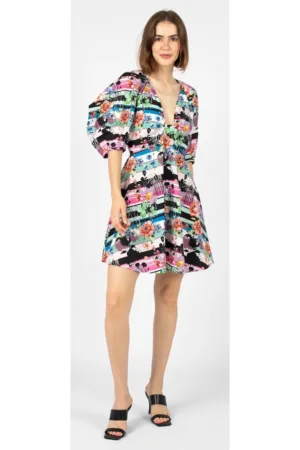 Rochie din bumbac cu imprimeu floral - 34