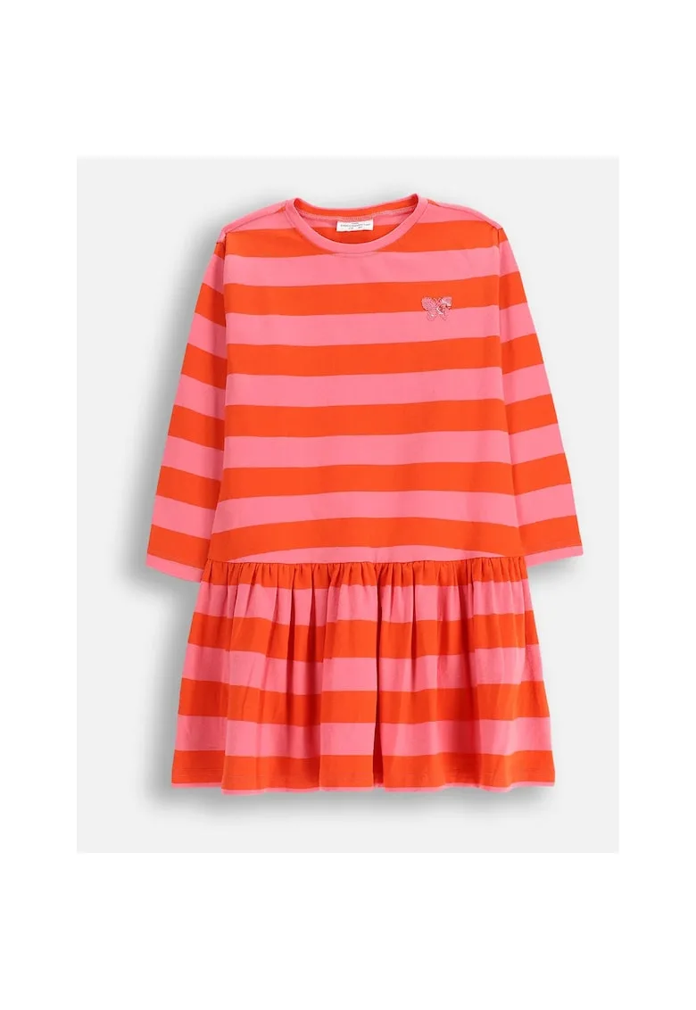 Rochie din bumbac cu imprimeu in dungi -