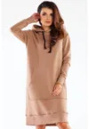 Rochie din bumbac cu maneci lungi -