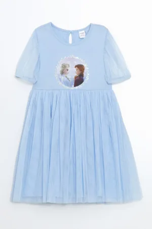 Rochie din bumbac cu model cu desene animate