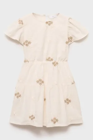 Rochie din bumbac si in cu broderie