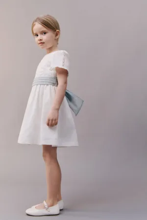 Rochie din bumbac si in cu detaliu cu funda