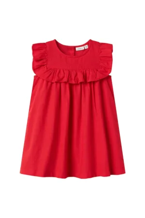 Rochie din bumbac si in - cu volanase