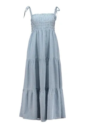 Rochie din bumbac si lyocell cu model in dungi