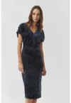 Rochie din catifea cu decolteu in V
