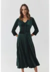 Rochie din catifea cu maneci 3/4