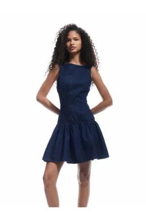 Rochie din chambray cu terminatie evazata