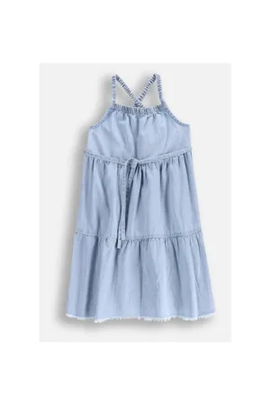 Rochie din chambray cu terminatie franjurata -