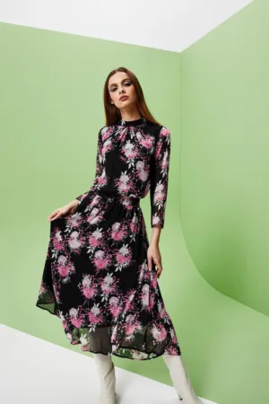 Rochie din chiffon cu imprimeu