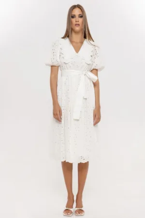 Rochie din dantela cu maneci bufante