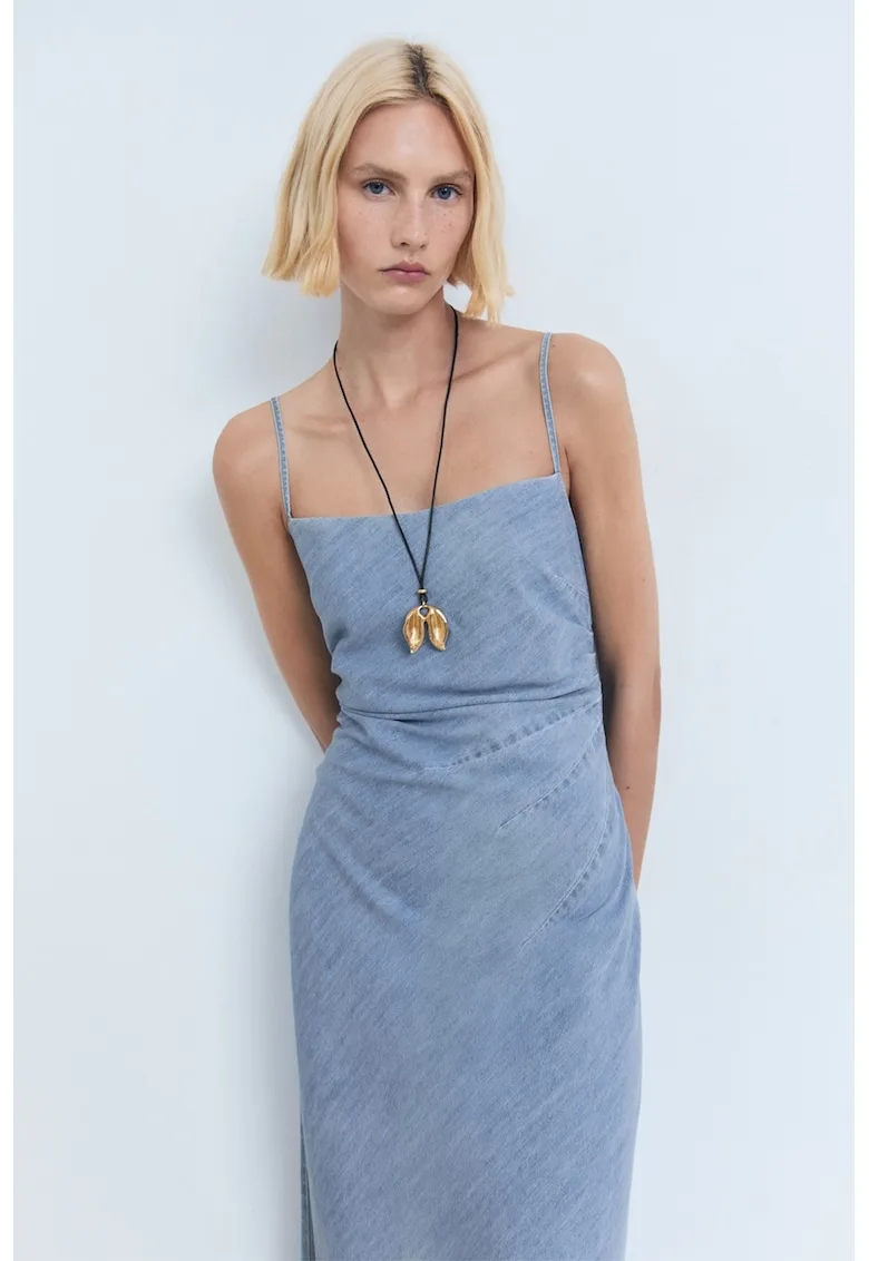 Rochie din denim cu bretele subtiri