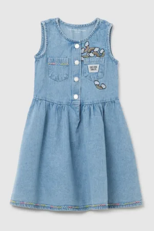 Rochie din denim cu broderie