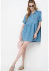 Rochie din denim cu broderie logo
