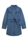 Rochie din denim cu cordon in talie