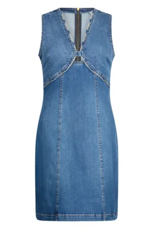 Rochie din denim cu detaliu de lant