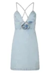 Rochie din denim cu detaliu floral