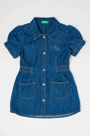 Rochie din denim cu maneci scurte