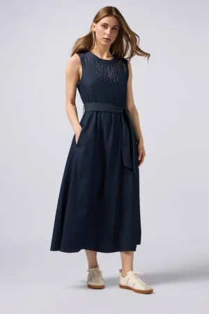 Rochie din denim cu strasuri