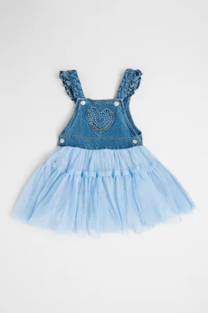 Rochie din denim cu tul