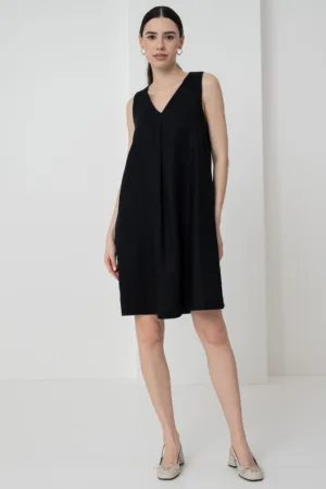 Rochie din in cu buzunare laterale