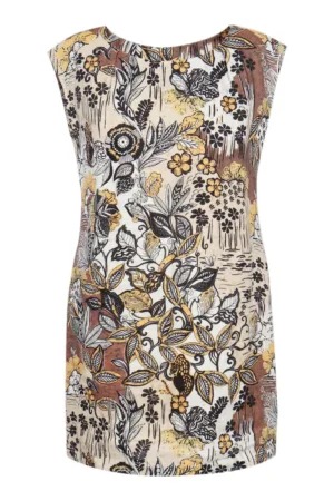 Rochie din in cu imprimeu floral