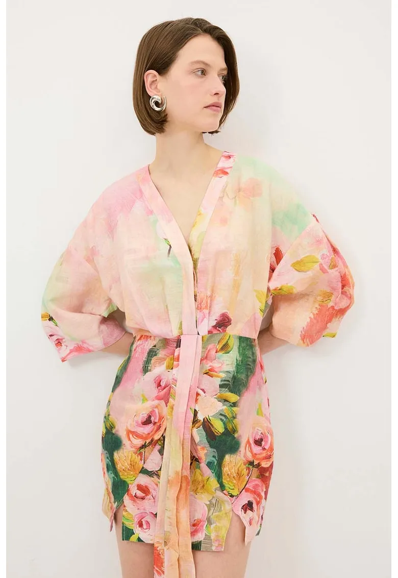 Rochie din in cu slit lateral