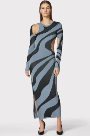 Rochie din jacquard dublu tricotat - cu imprimeu abstract