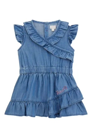 Rochie din lyocell cu volane si croiala A