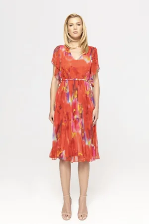 Rochie din matase cu model abstract