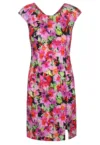 Rochie din raion cu imprimeu floral si maneci tip aripioara - Multicolor