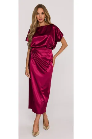 Rochie din satin cu cordon