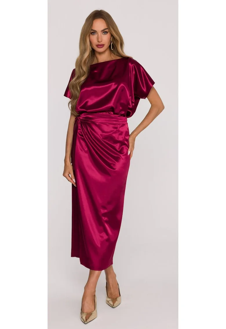 Rochie din satin cu cordon