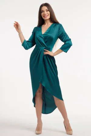 Rochie din satin cu decolteu in V