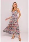 Rochie din sifon cu bretele subtiri -