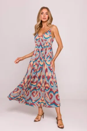 Rochie din sifon cu bretele subtiri -