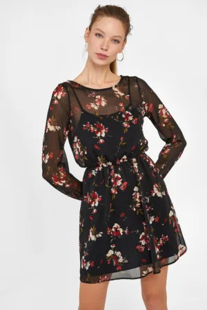 Rochie din sifon cu imprimeu