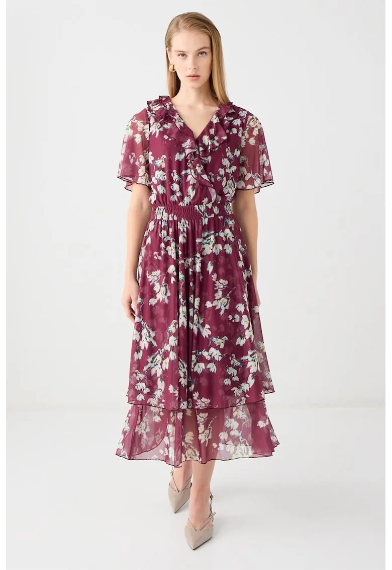 Rochie din sifon cu model stratificat