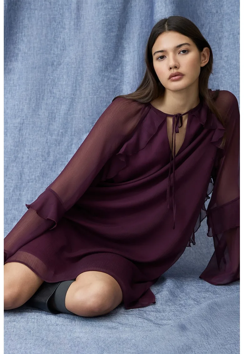 Rochie din sifon cu volane