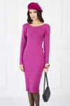 Rochie din tricot fucsia cu spatele gol si aplicatie tip lant